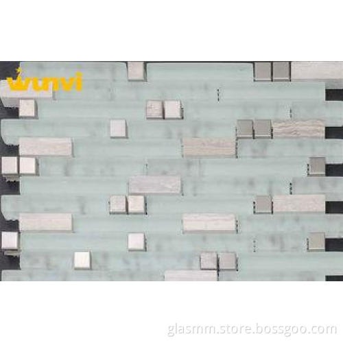 Low Water Absorption Metal And Ceramic Strip Mosaic Tile Fo